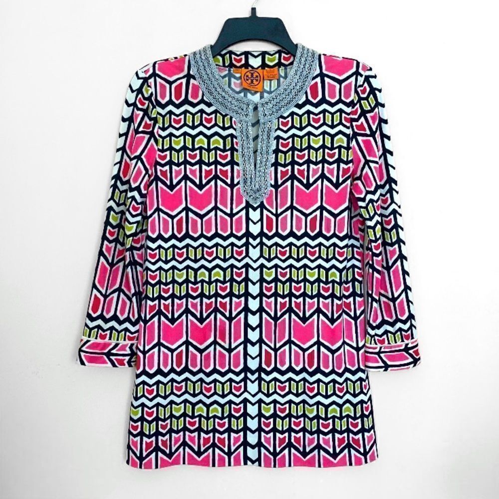 Tory Burch Beaded Silk Tunic Top